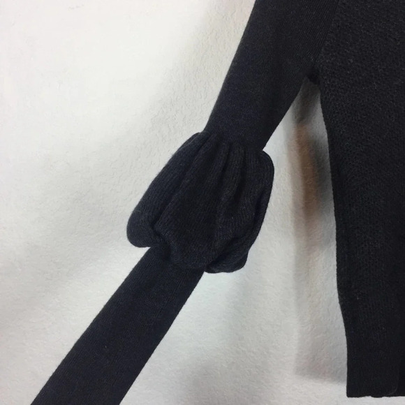 Club Monaco Ellodie Grey Wool Ruffle Puff Sleeve Knit Sweater XS - Picture 10 of 12